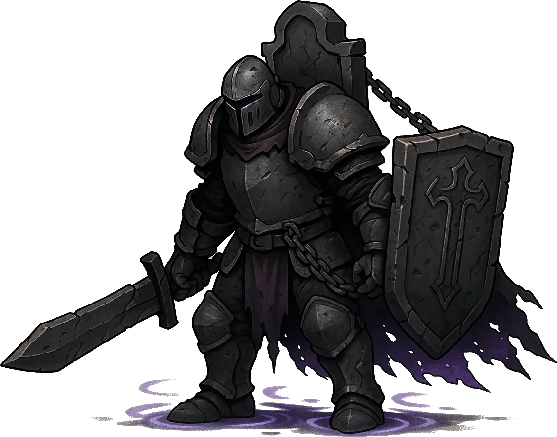 Tombwarden — armored knight carrying a chained tombstone